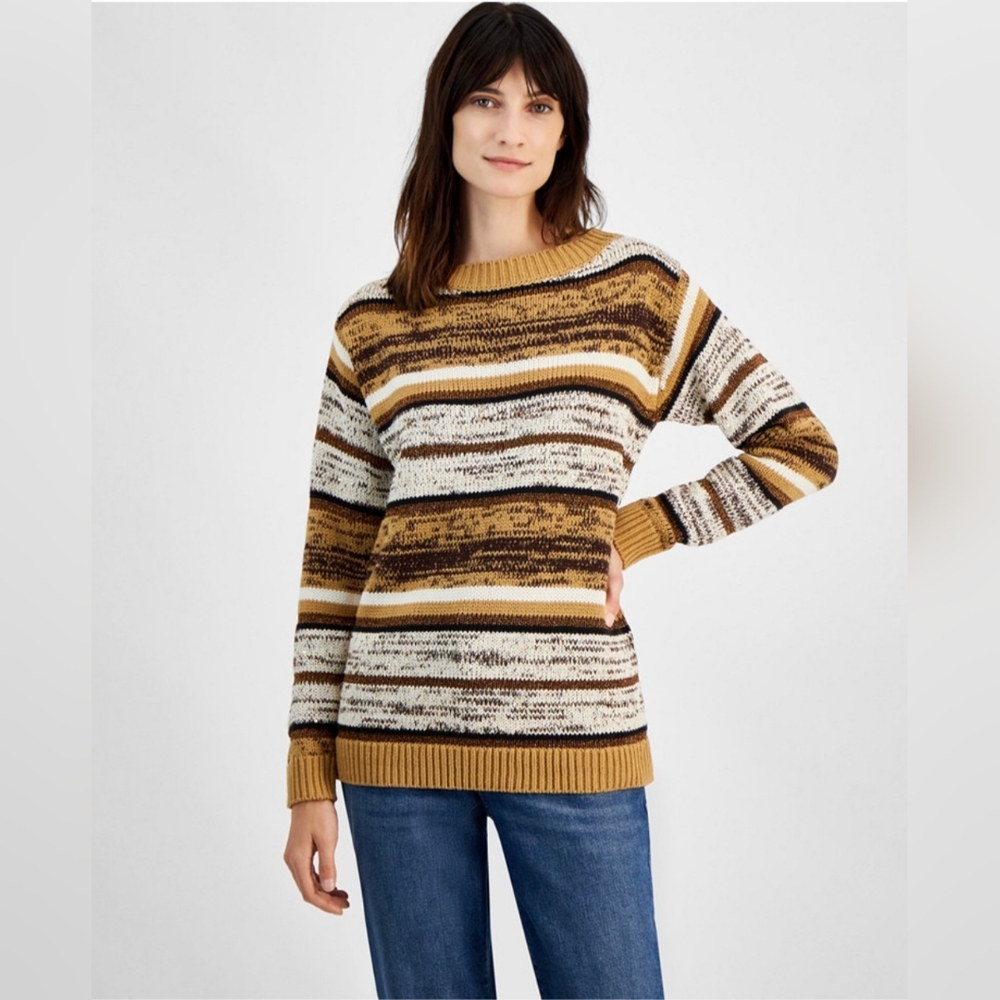 STYLE & CO WOMEN'S BOATNECK BROWN SHINE SWEATER SIZE XL NWT